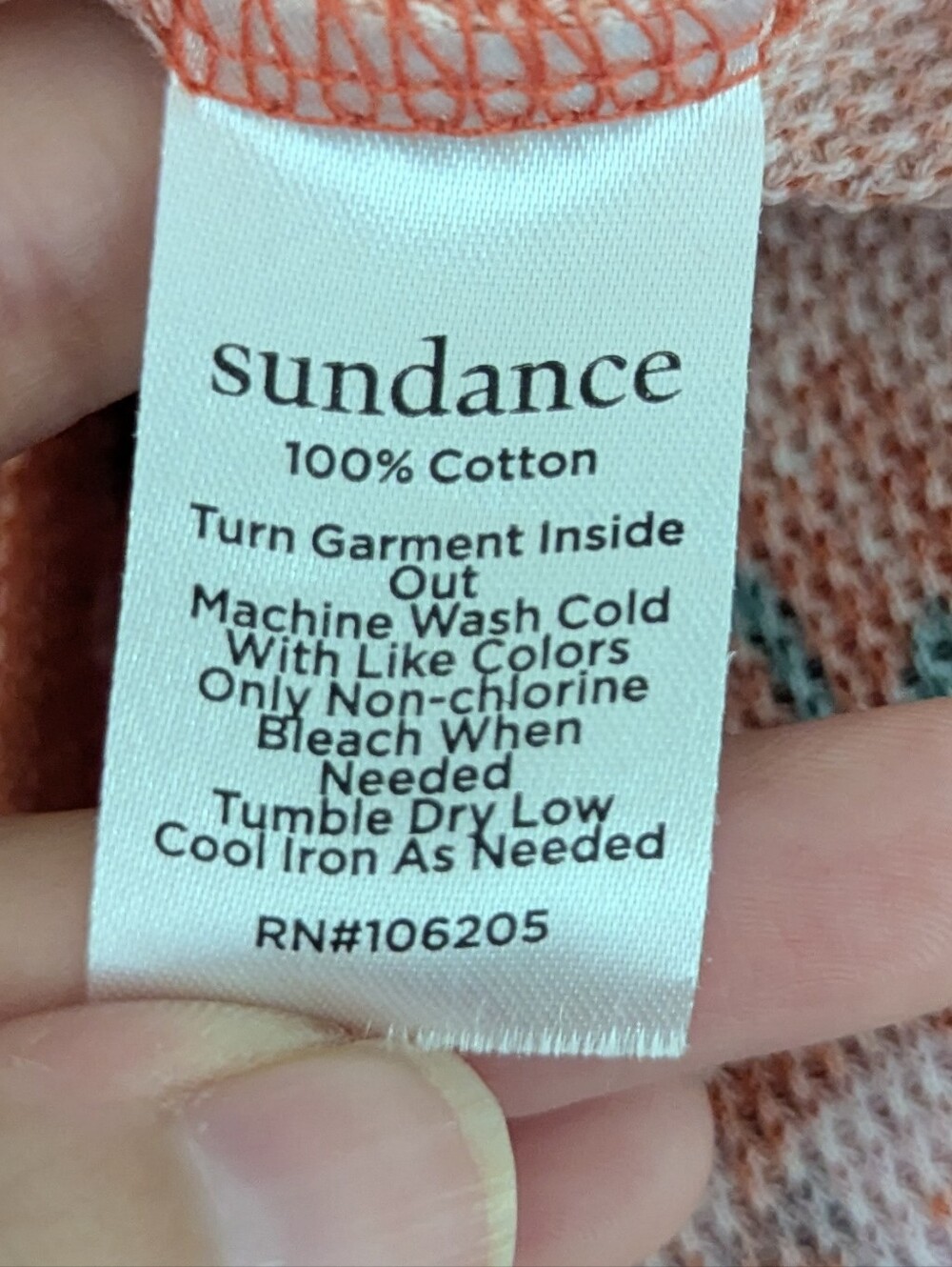 Sundance Mountain Foxes Waffle Knit Henley Long Sleeve Top Floral Orange Medium - Picture 5 of 8